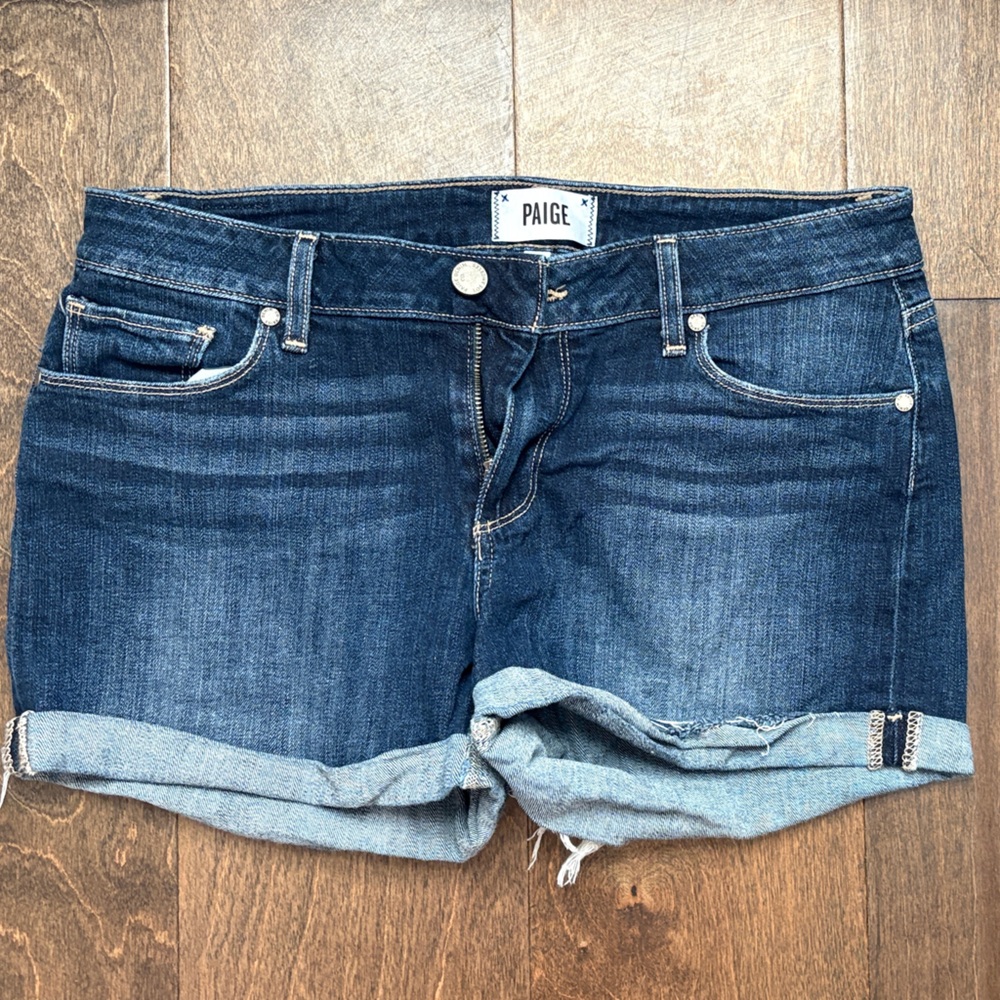 PAIGE Dark Blue Denim Shorts